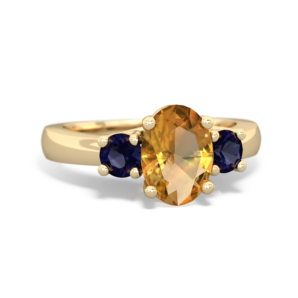 Citrine Three Stone Oval Trellis 14K Yellow Gold ring R4024