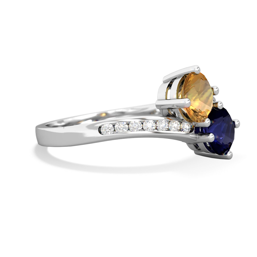 Citrine Channel Set Two Stone 14K White Gold ring R5303