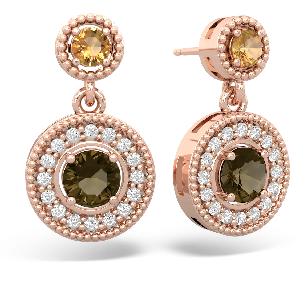 Citrine Halo Dangle 14K Rose Gold earrings E5319