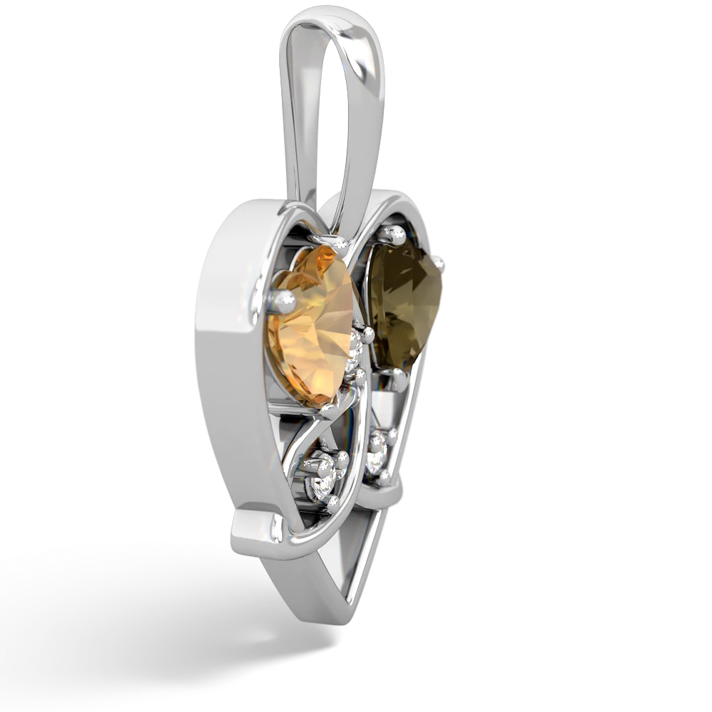 Citrine Celtic Trinity Heart 14K White Gold pendant P5331