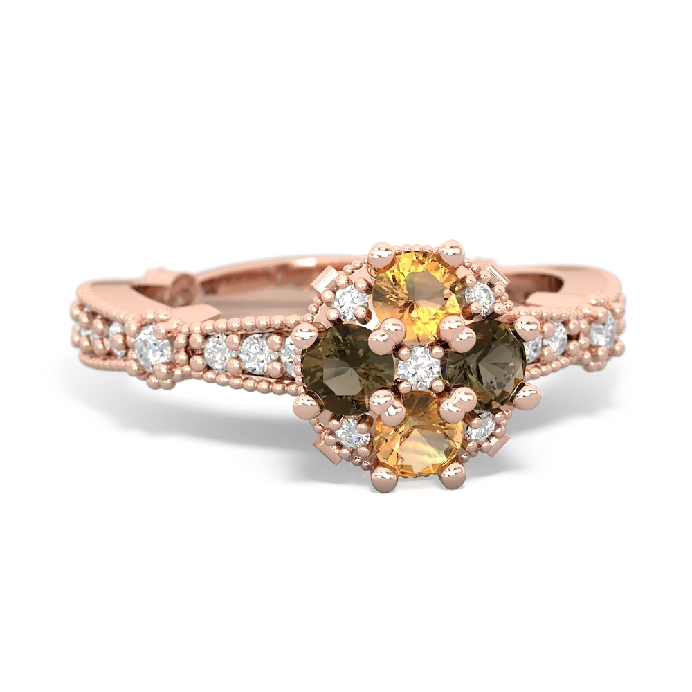 Citrine Sparkling Tiara Cluster 14K Rose Gold ring R26293RD