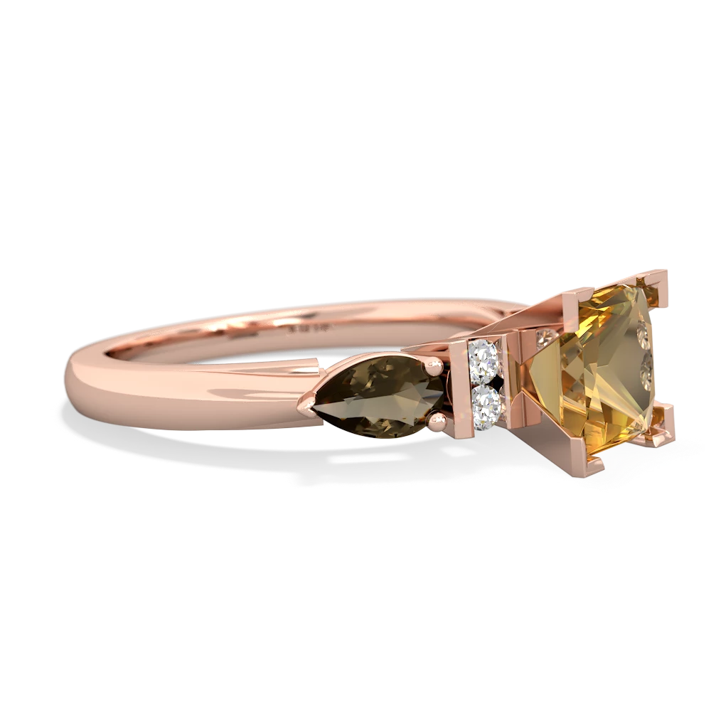 Citrine 6Mm Princess Eternal Embrace Engagement 14K Rose Gold ring C2002