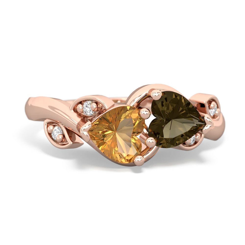 Citrine Floral Elegance 14K Rose Gold ring R5790