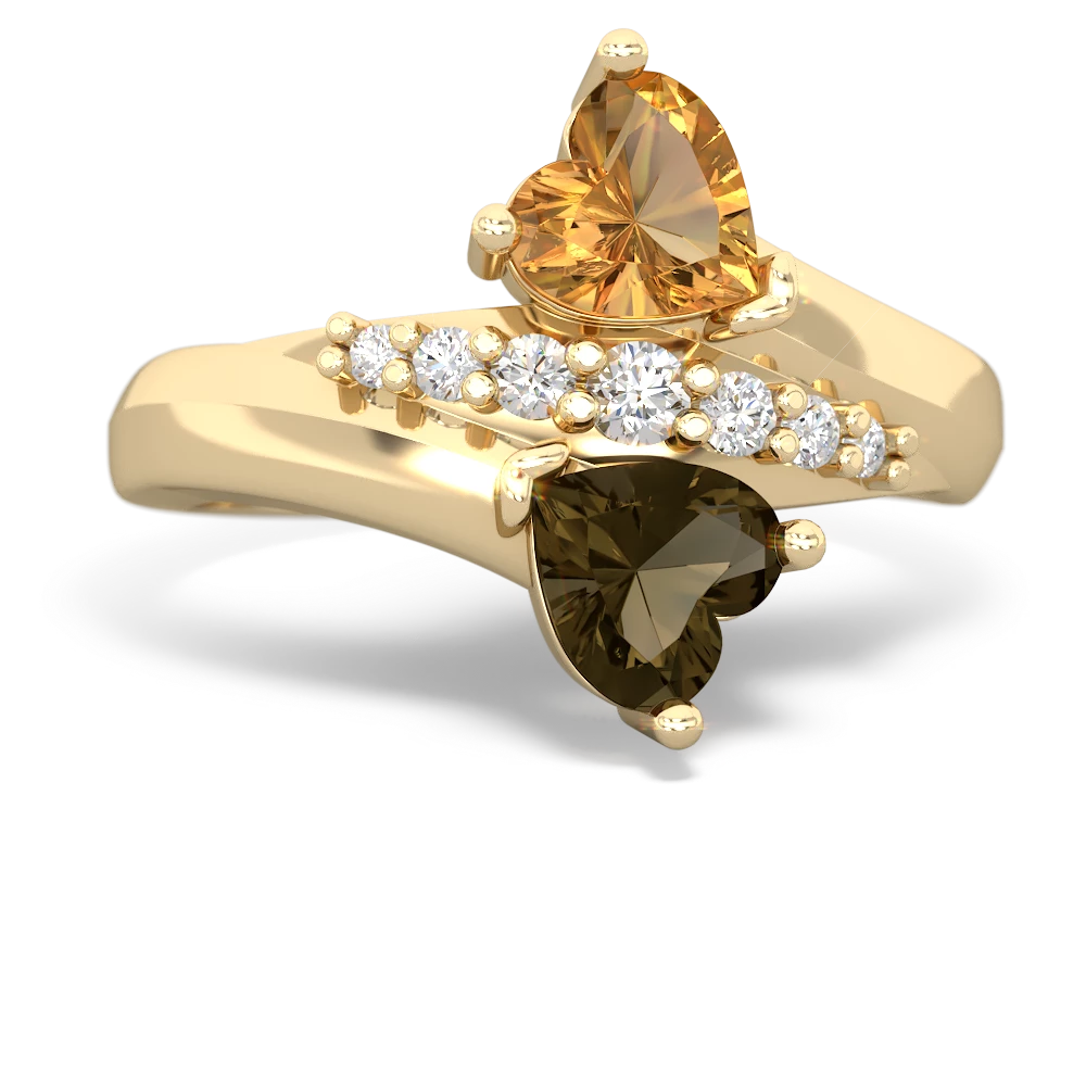 Citrine Heart To Heart 14K Yellow Gold ring R2064