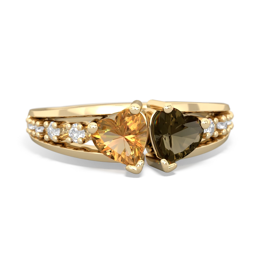 Citrine Heart To Heart 14K Yellow Gold ring R3342