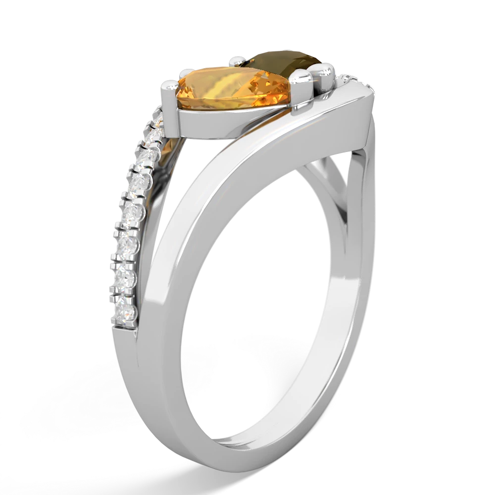 Citrine Nestled Heart Keepsake 14K White Gold ring R5650