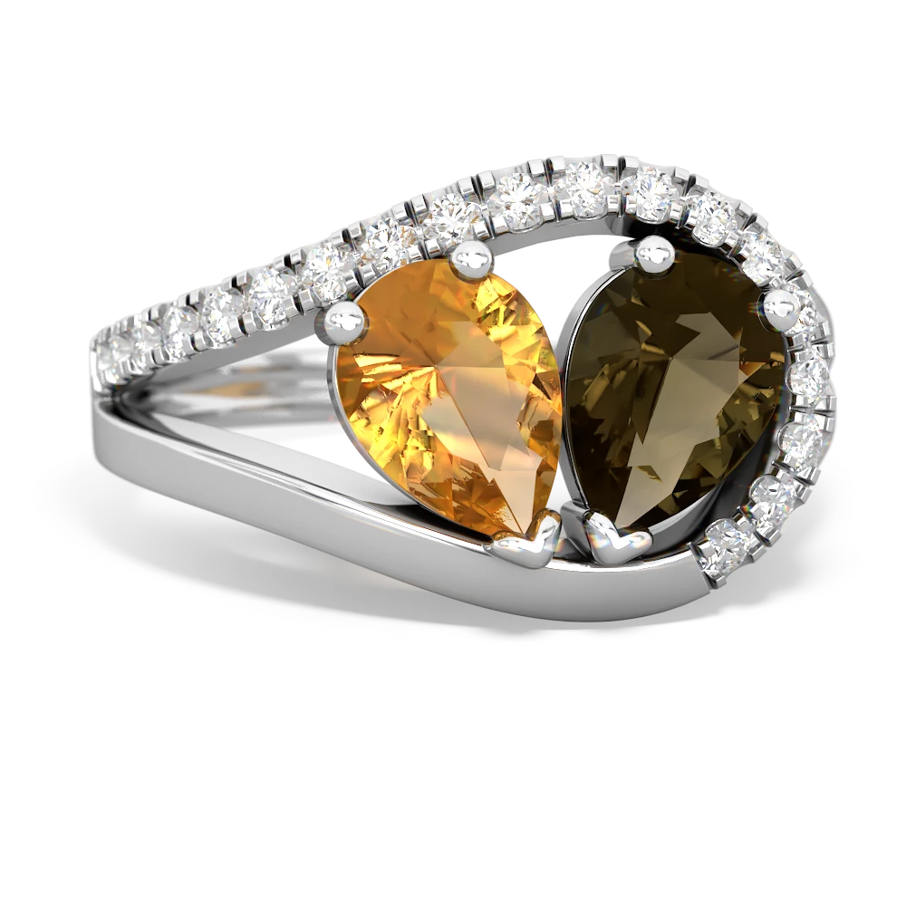 Citrine Nestled Heart Keepsake 14K White Gold ring R5650