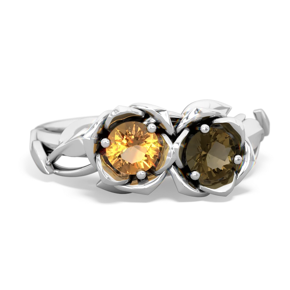 Citrine Rose Garden 14K White Gold ring R5510