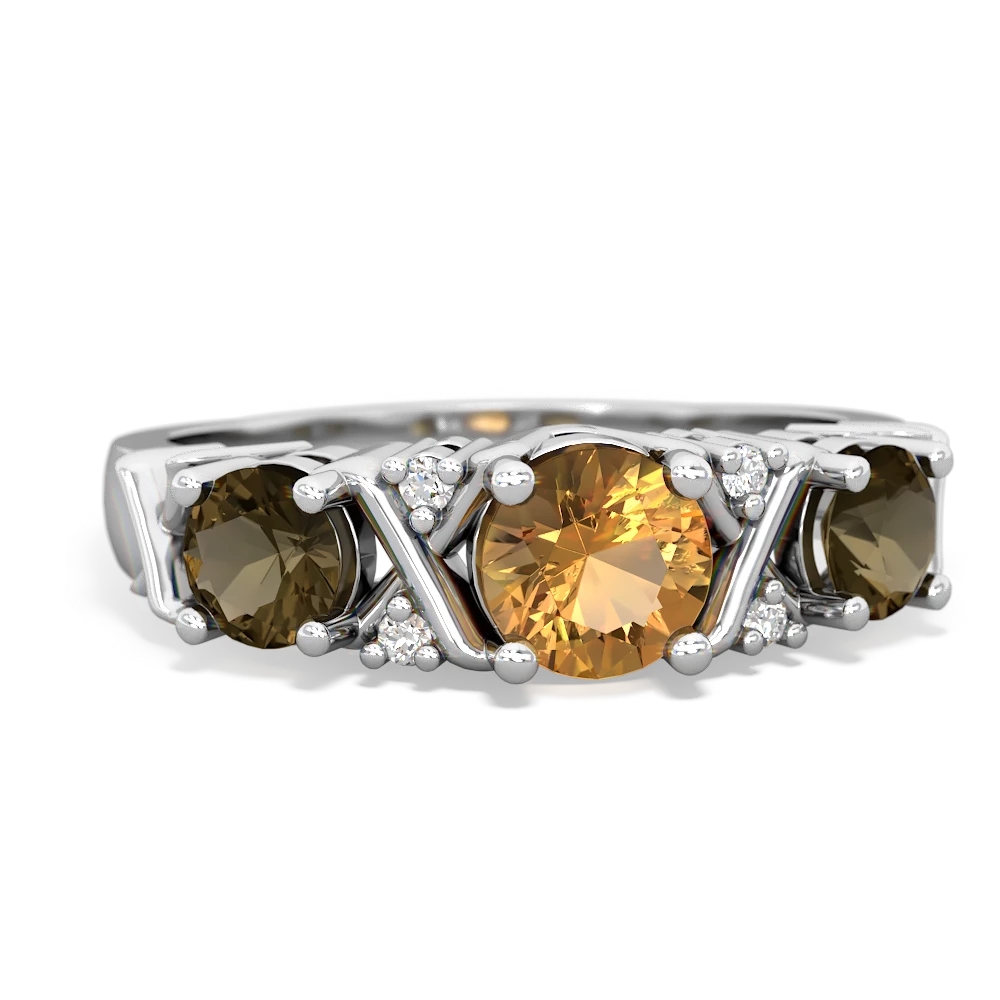 Citrine Hugs And Kisses 14K White Gold ring R5016