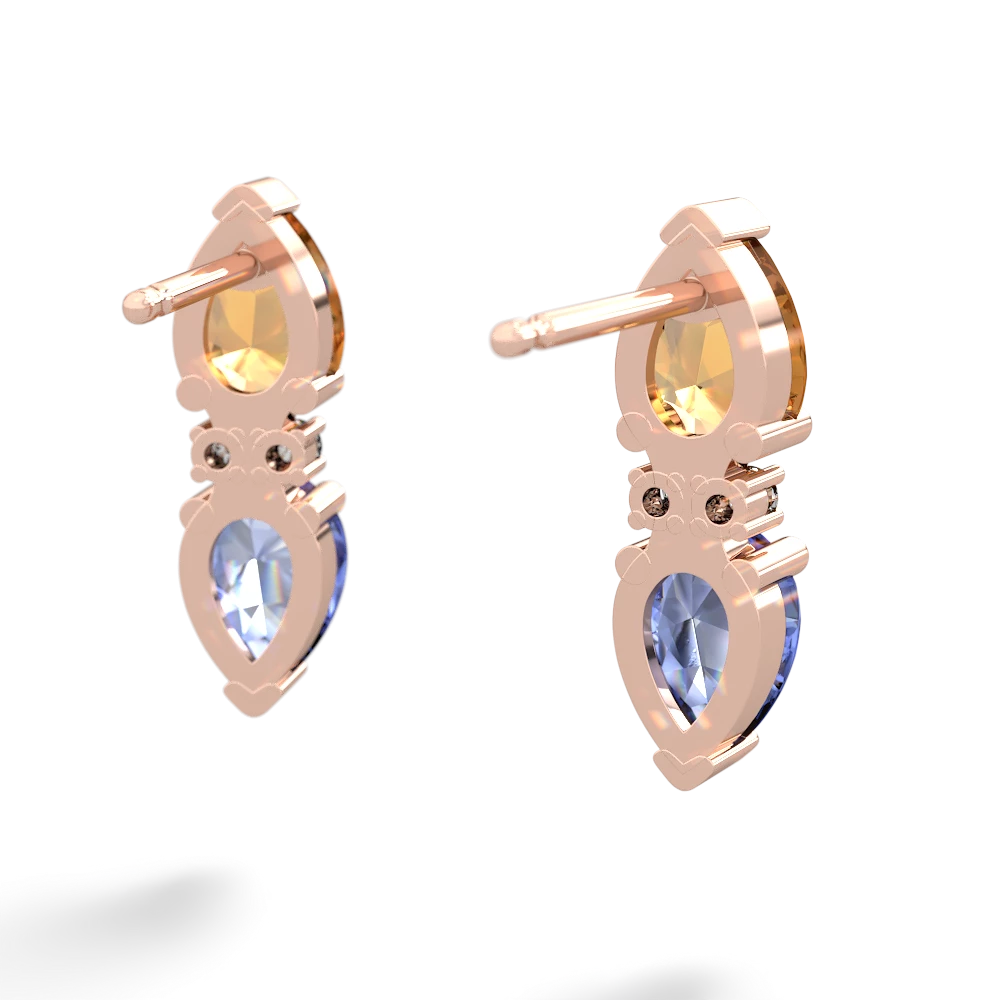 Citrine Bowtie Drop 14K Rose Gold earrings E0865