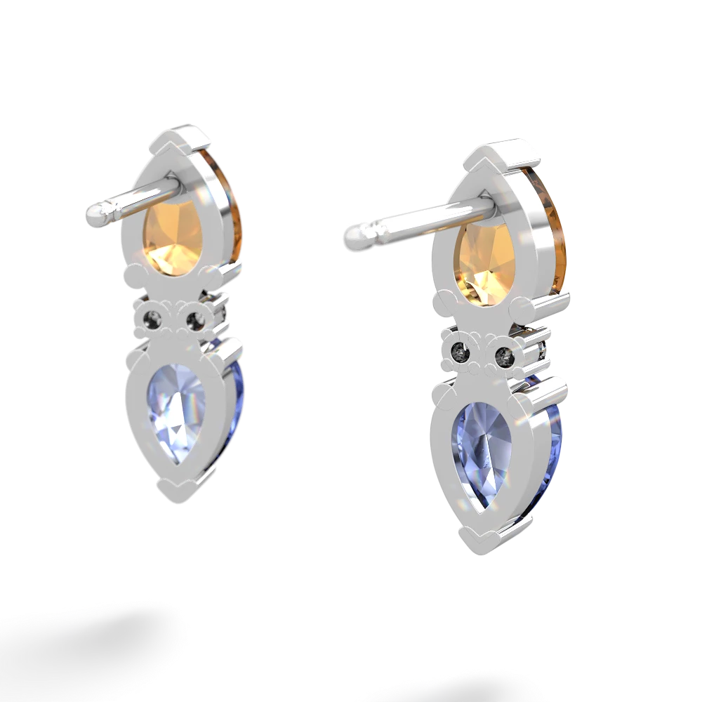 Citrine Bowtie Drop 14K White Gold earrings E0865