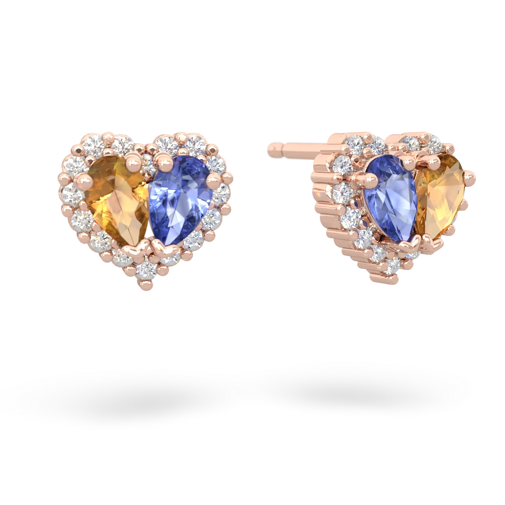 Citrine Halo 14K Rose Gold earrings E7008