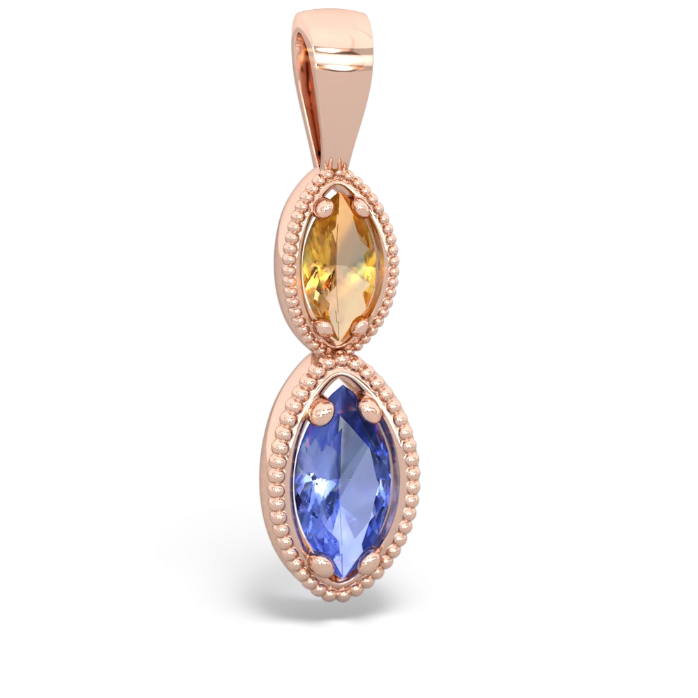 Citrine Antique-Style Halo 14K Rose Gold pendant P5700