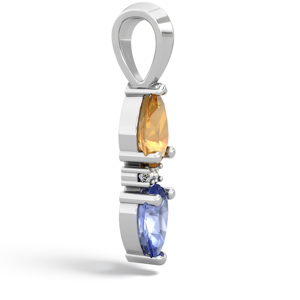 Citrine Bowtie Drop 14K White Gold pendant P0865