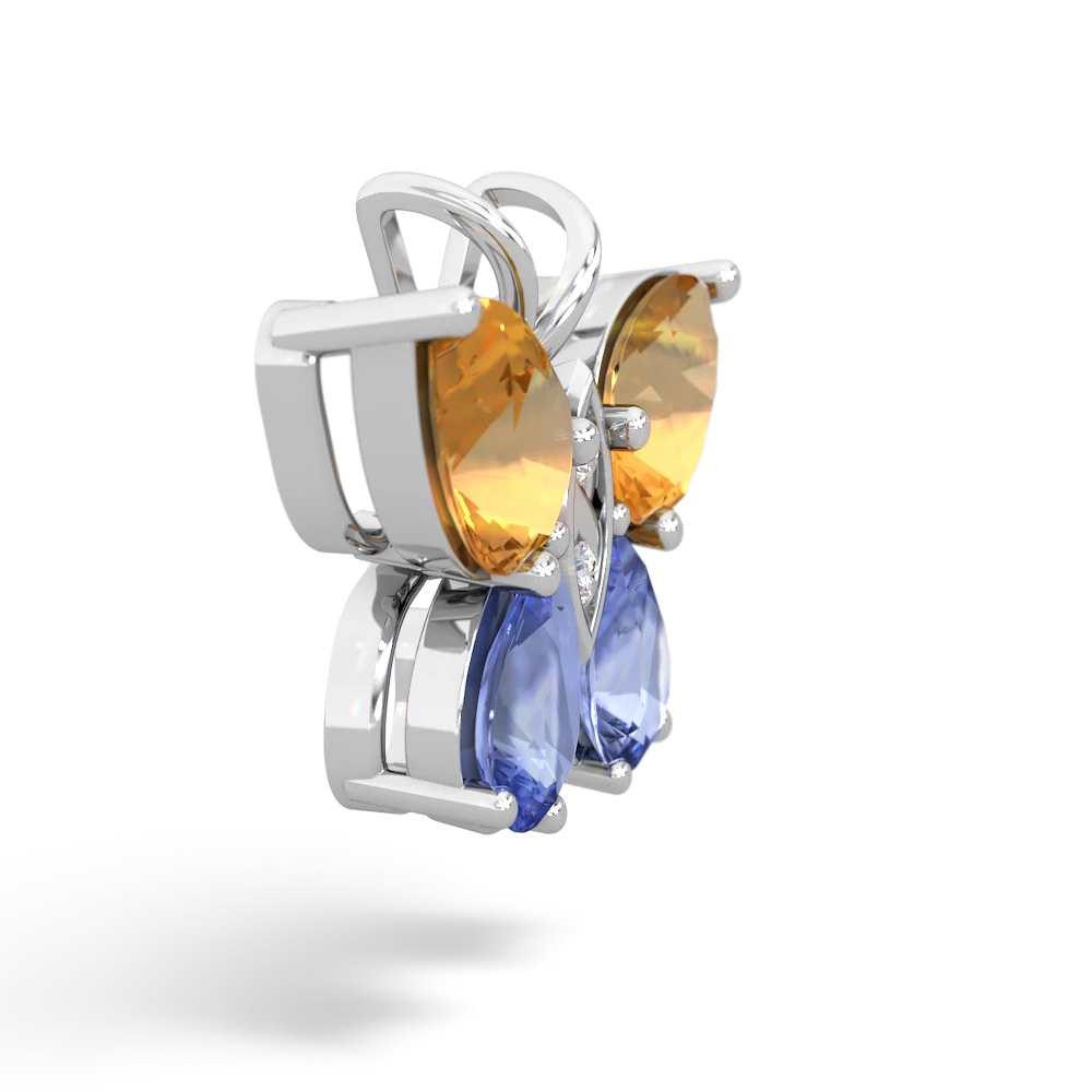 Citrine Butterfly 14K White Gold pendant P2215