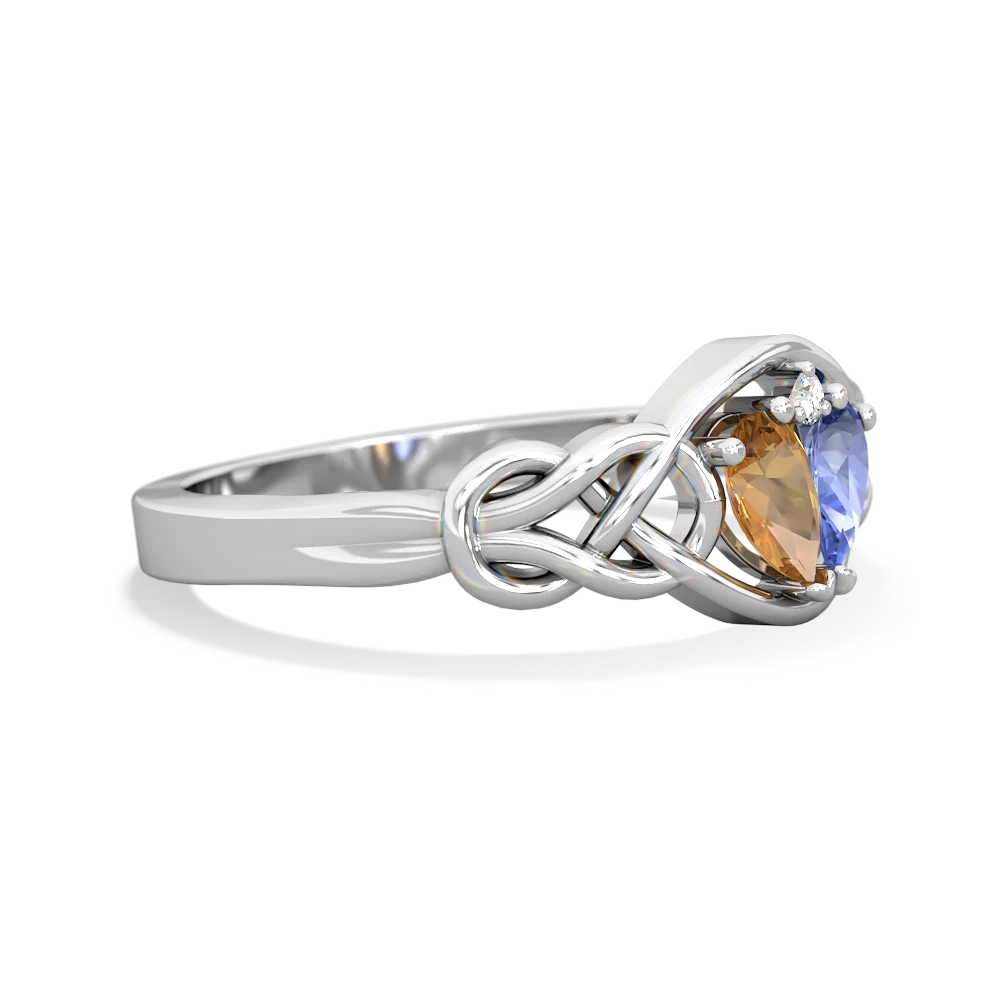 Citrine Celtic Love Knot 14K White Gold ring R5420