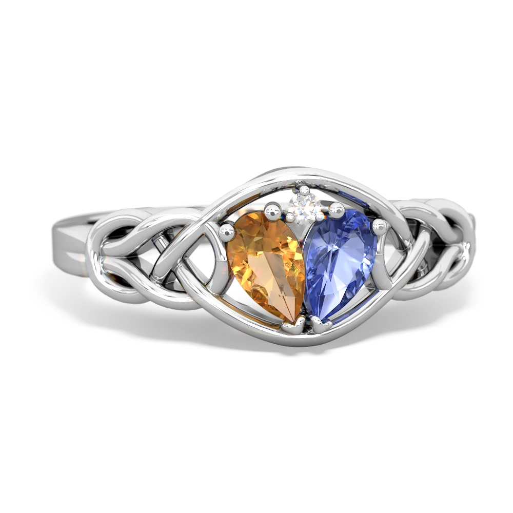 Citrine Celtic Love Knot 14K White Gold ring R5420