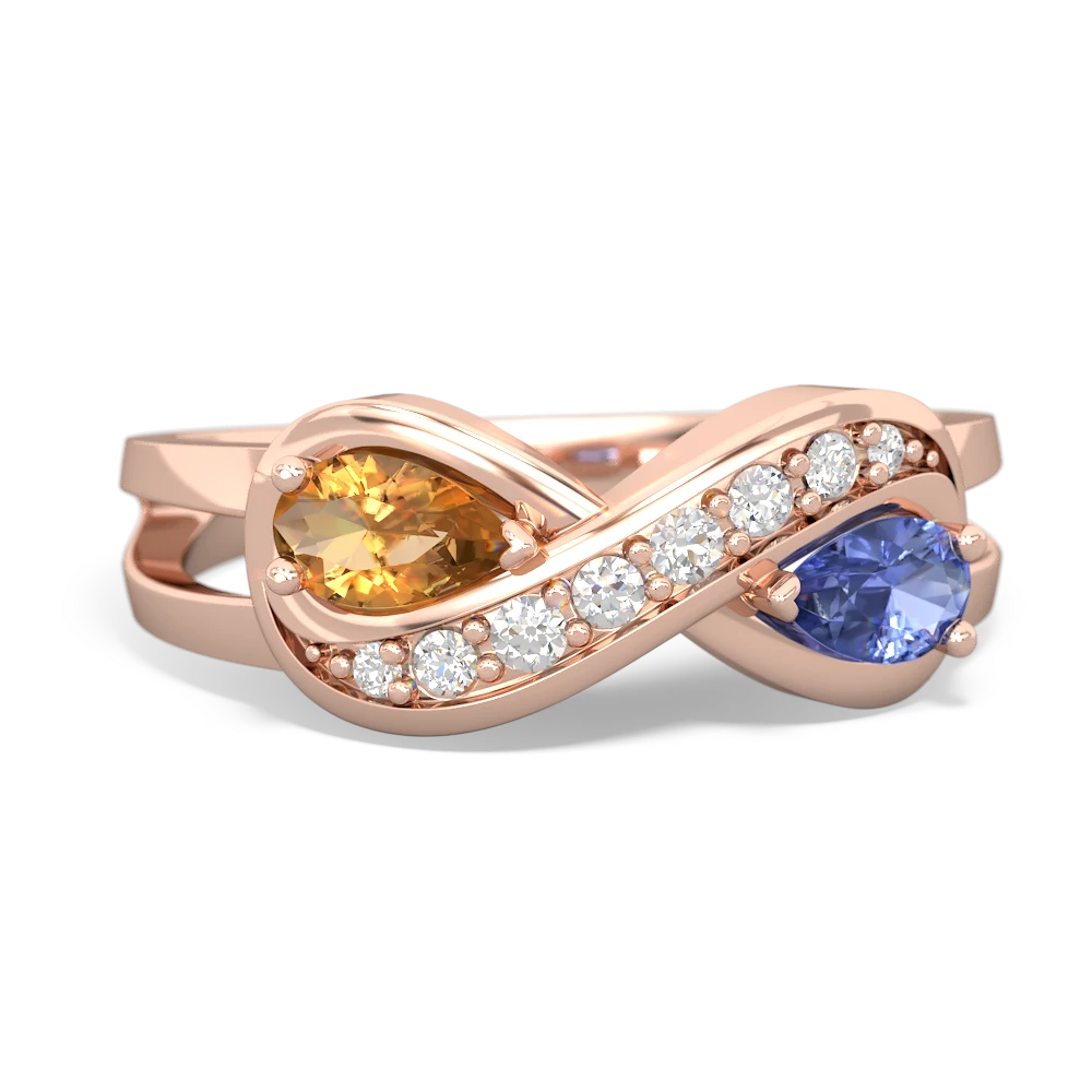 Citrine Diamond Infinity 14K Rose Gold ring R5390