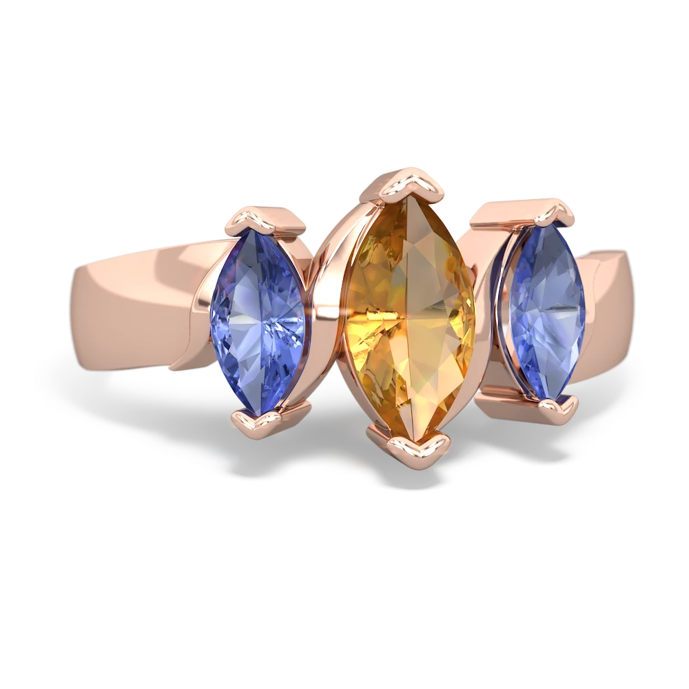 Citrine Three Peeks 14K Rose Gold ring R2433