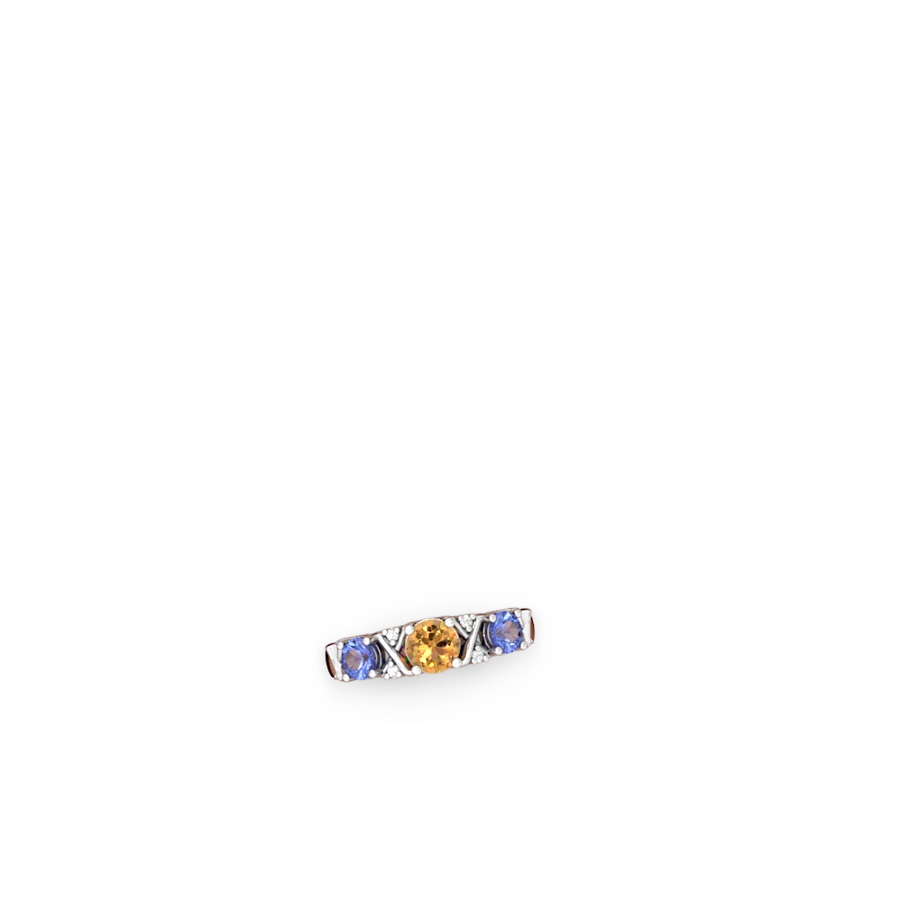 Citrine Hugs And Kisses 14K White Gold ring R5016