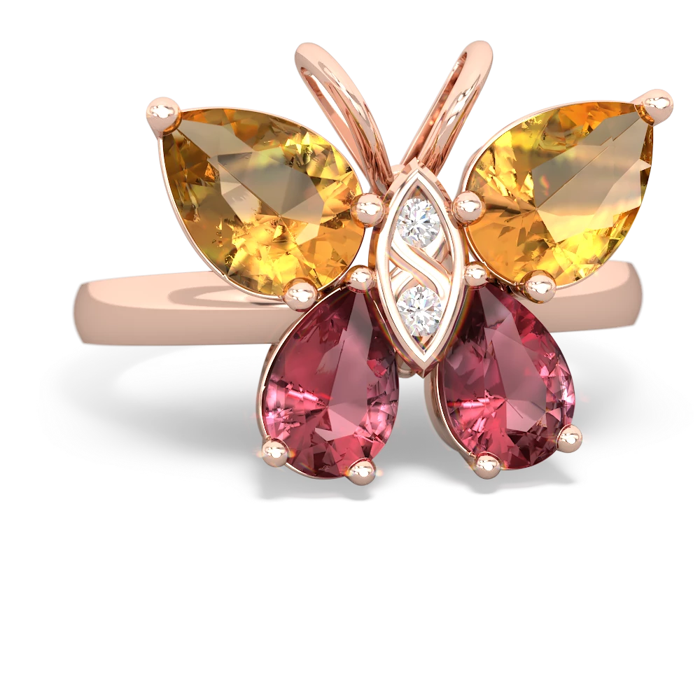 Citrine Butterfly 14K Rose Gold ring R2215