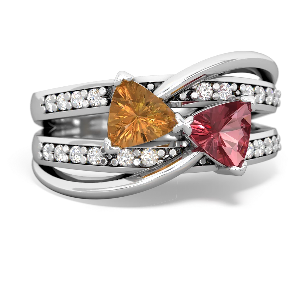 Citrine Bowtie 14K White Gold ring R2360