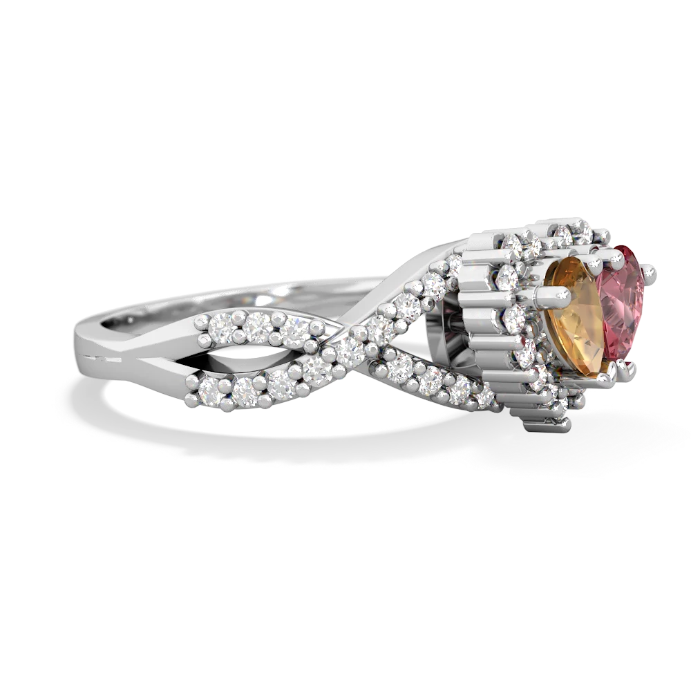 Citrine Diamond Twist 'One Heart' 14K White Gold ring R2640HRT