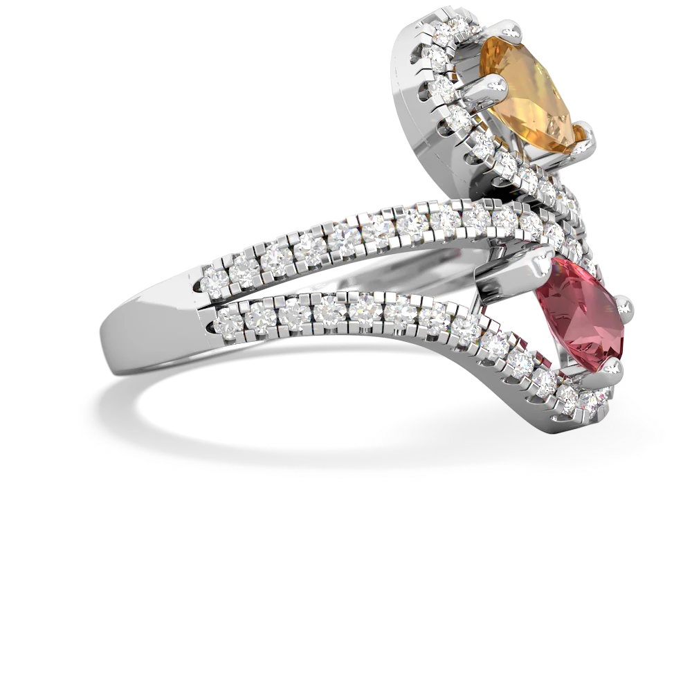 Citrine Diamond Dazzler 14K White Gold ring R3000