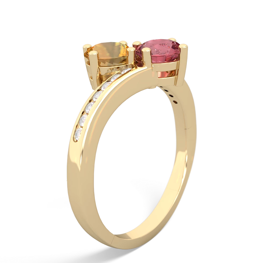 Citrine Channel Set Two Stone 14K Yellow Gold ring R5303