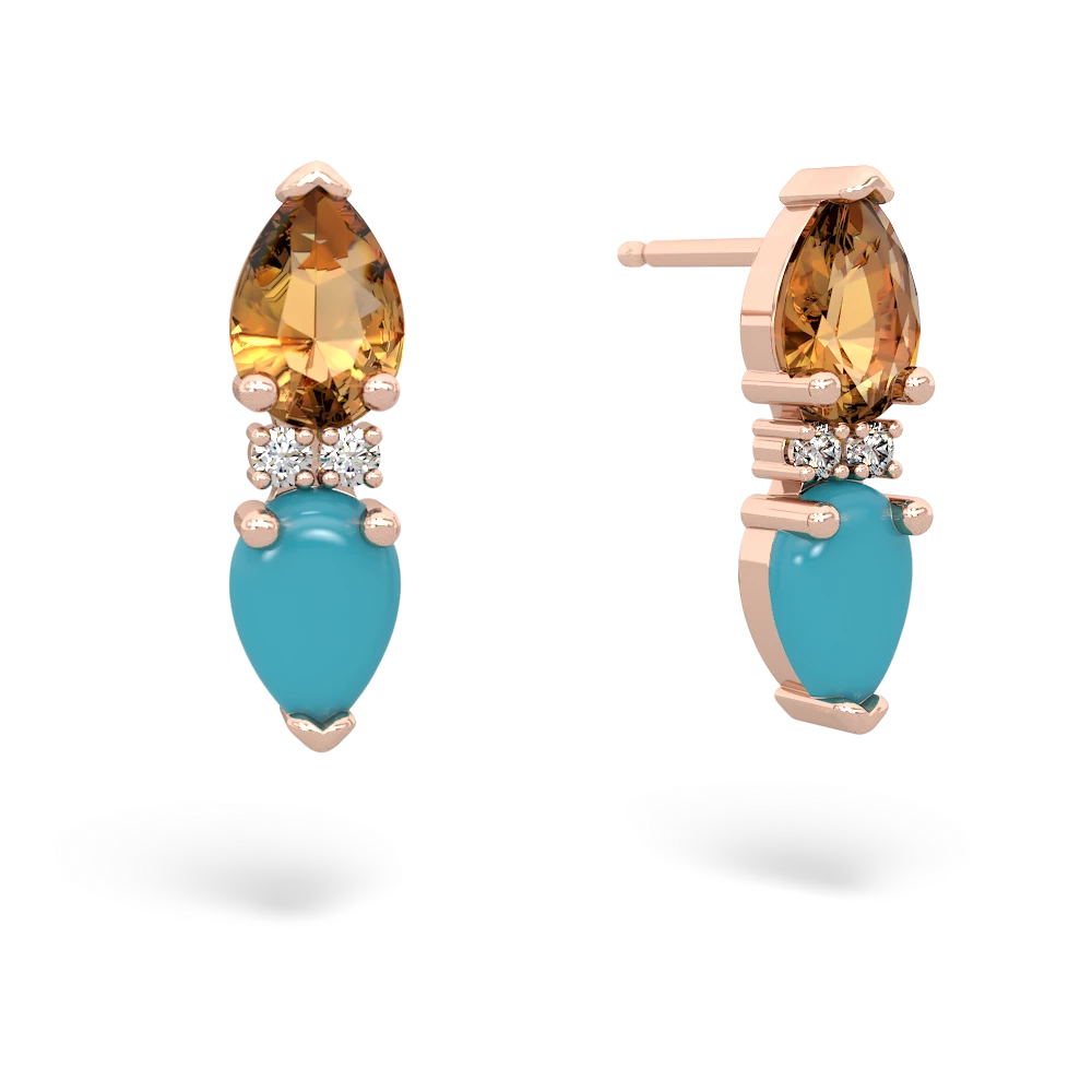 Citrine Bowtie Drop 14K Rose Gold earrings E0865