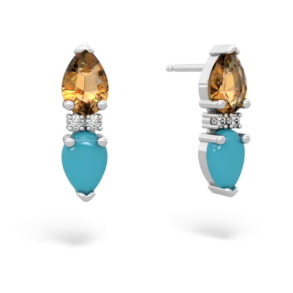 Citrine Bowtie Drop 14K White Gold earrings E0865