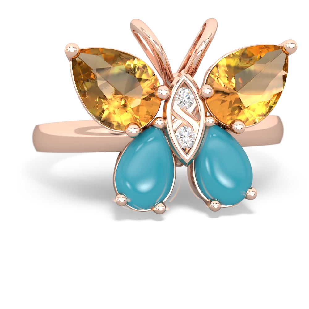 Citrine Butterfly 14K Rose Gold ring R2215