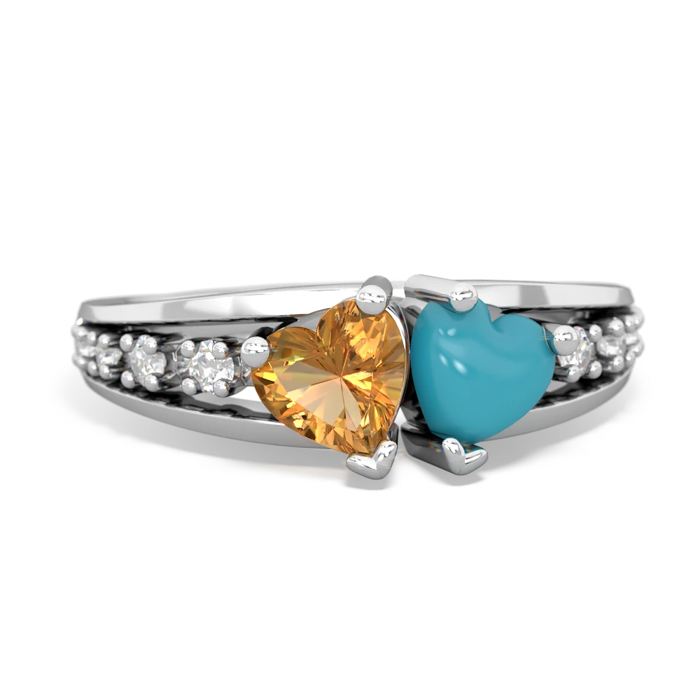 Citrine Heart To Heart 14K White Gold ring R3342