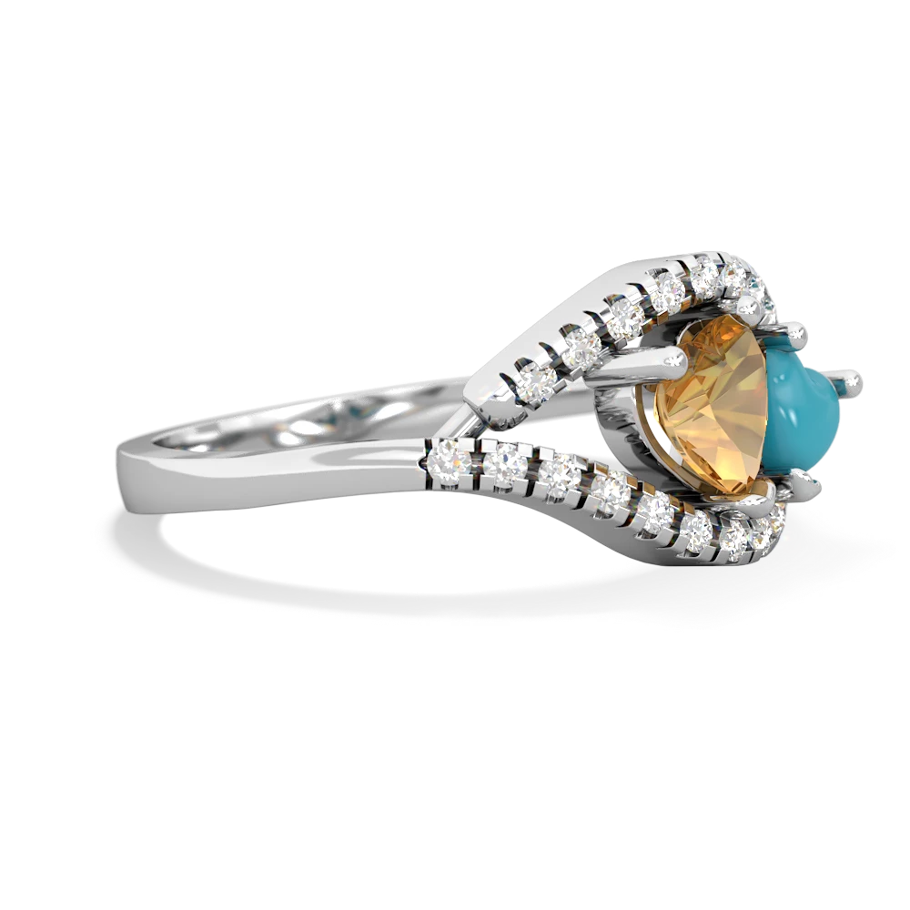 Citrine Mother And Child 14K White Gold ring R3010