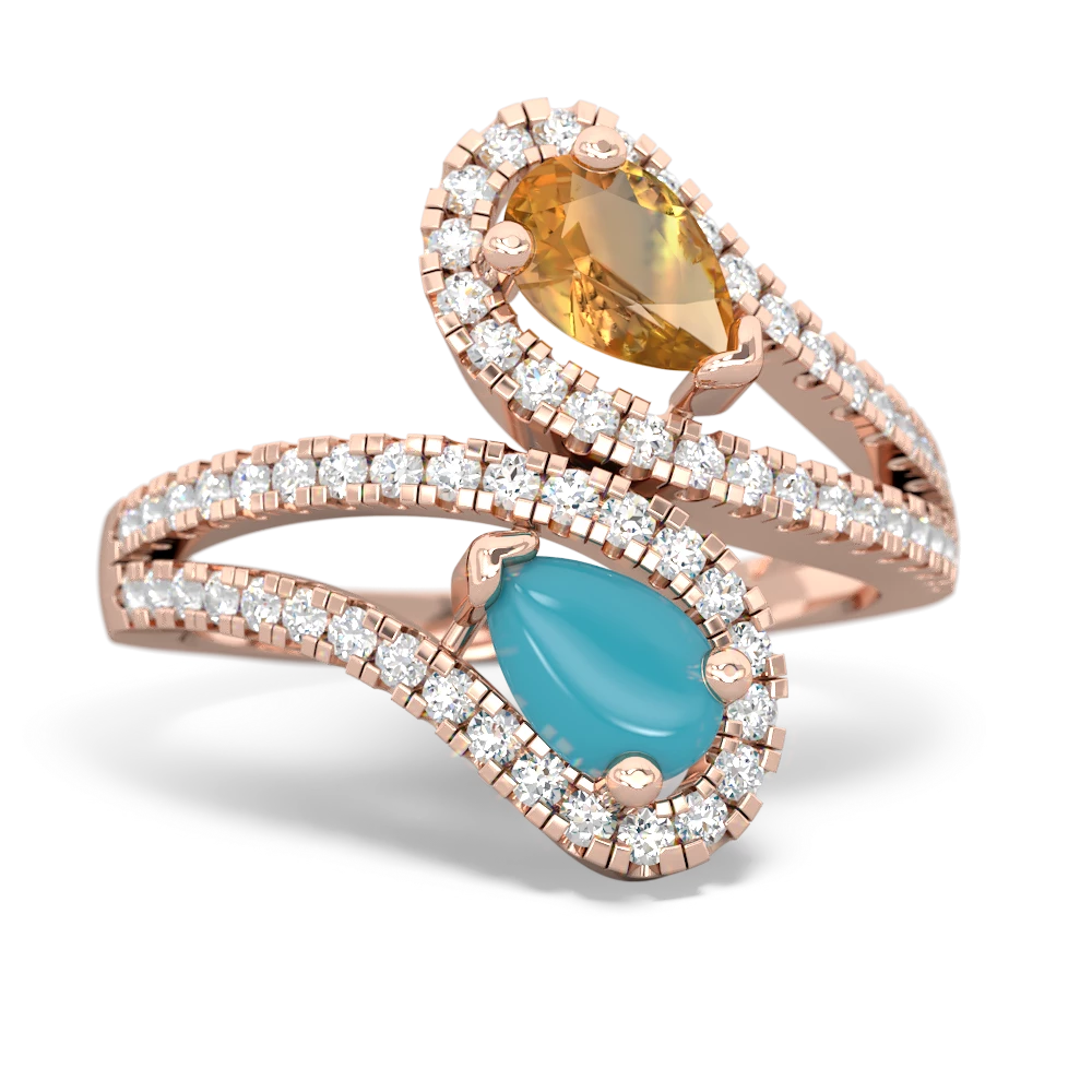 Citrine Diamond Dazzler 14K Rose Gold ring R3000