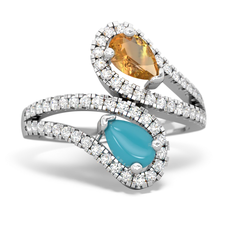 Citrine Diamond Dazzler 14K White Gold ring R3000