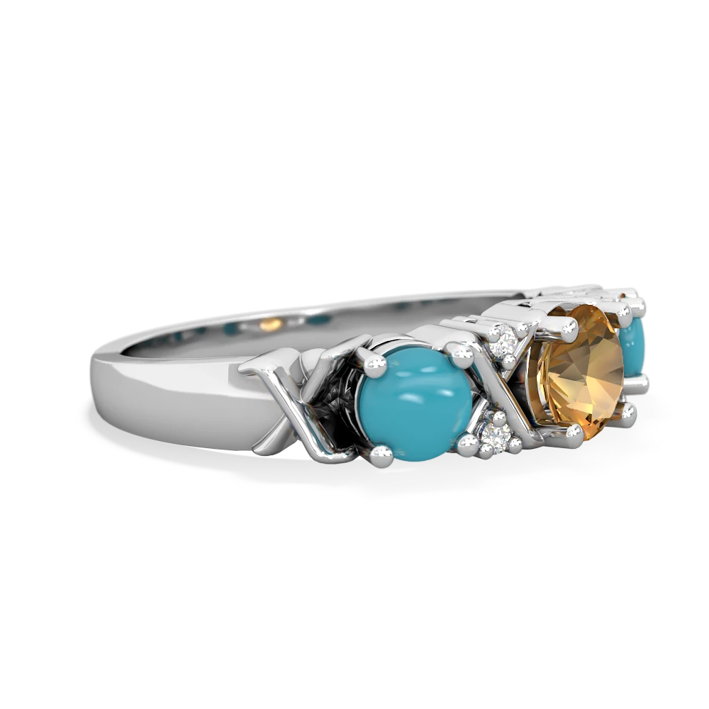 Citrine Hugs And Kisses 14K White Gold ring R5016