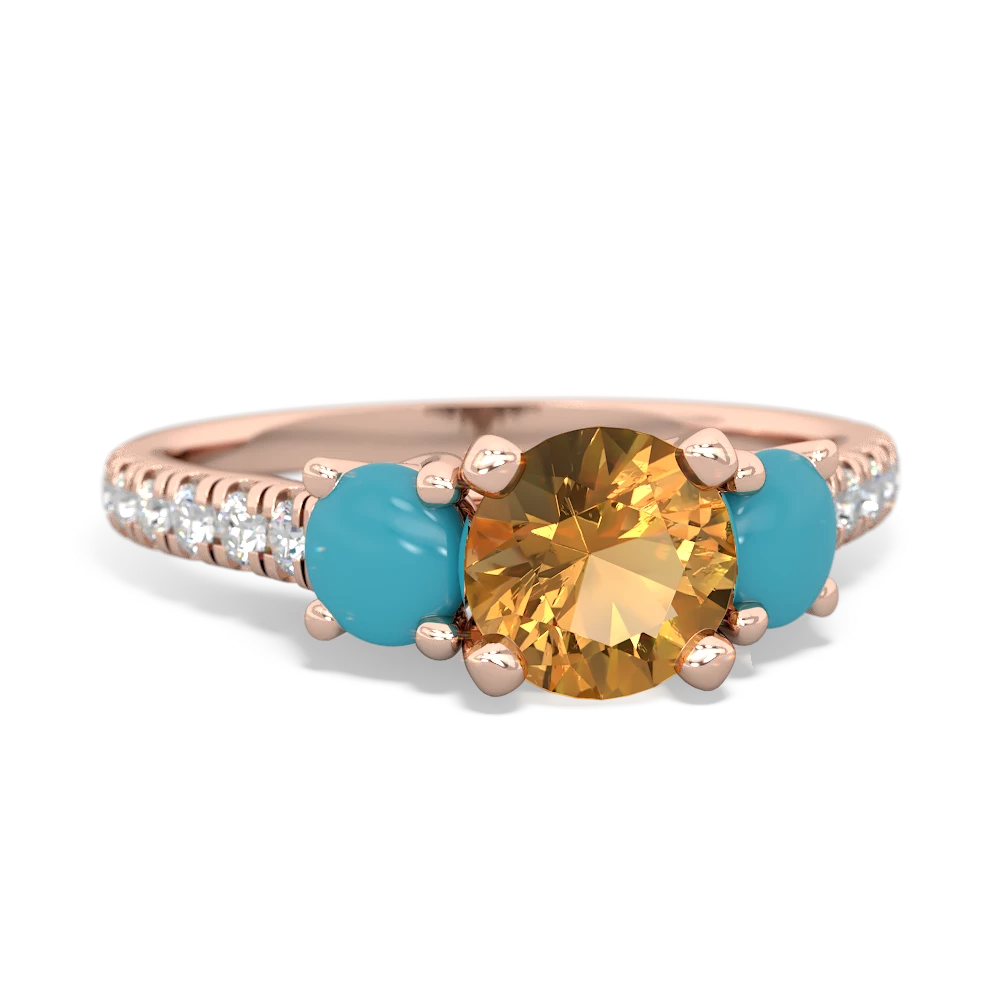 Citrine Pave Trellis 14K Rose Gold ring R5500