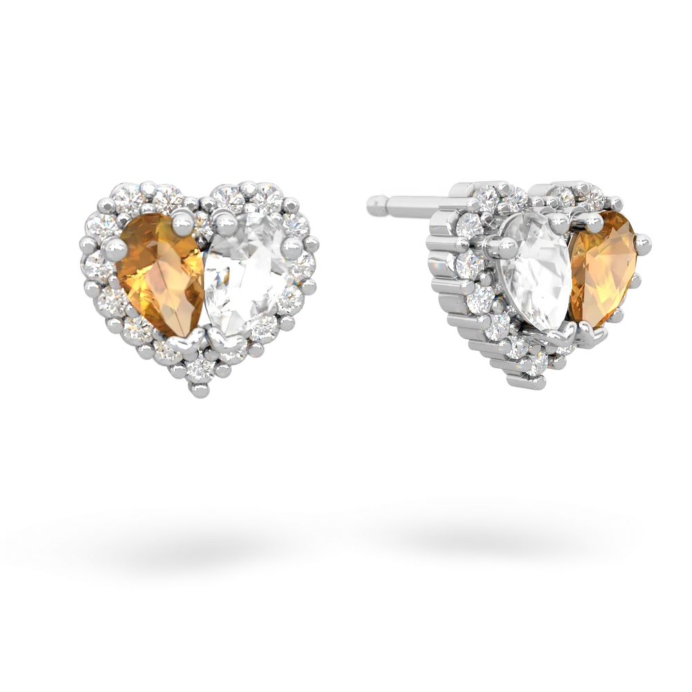 Citrine Halo 14K White Gold earrings E7008