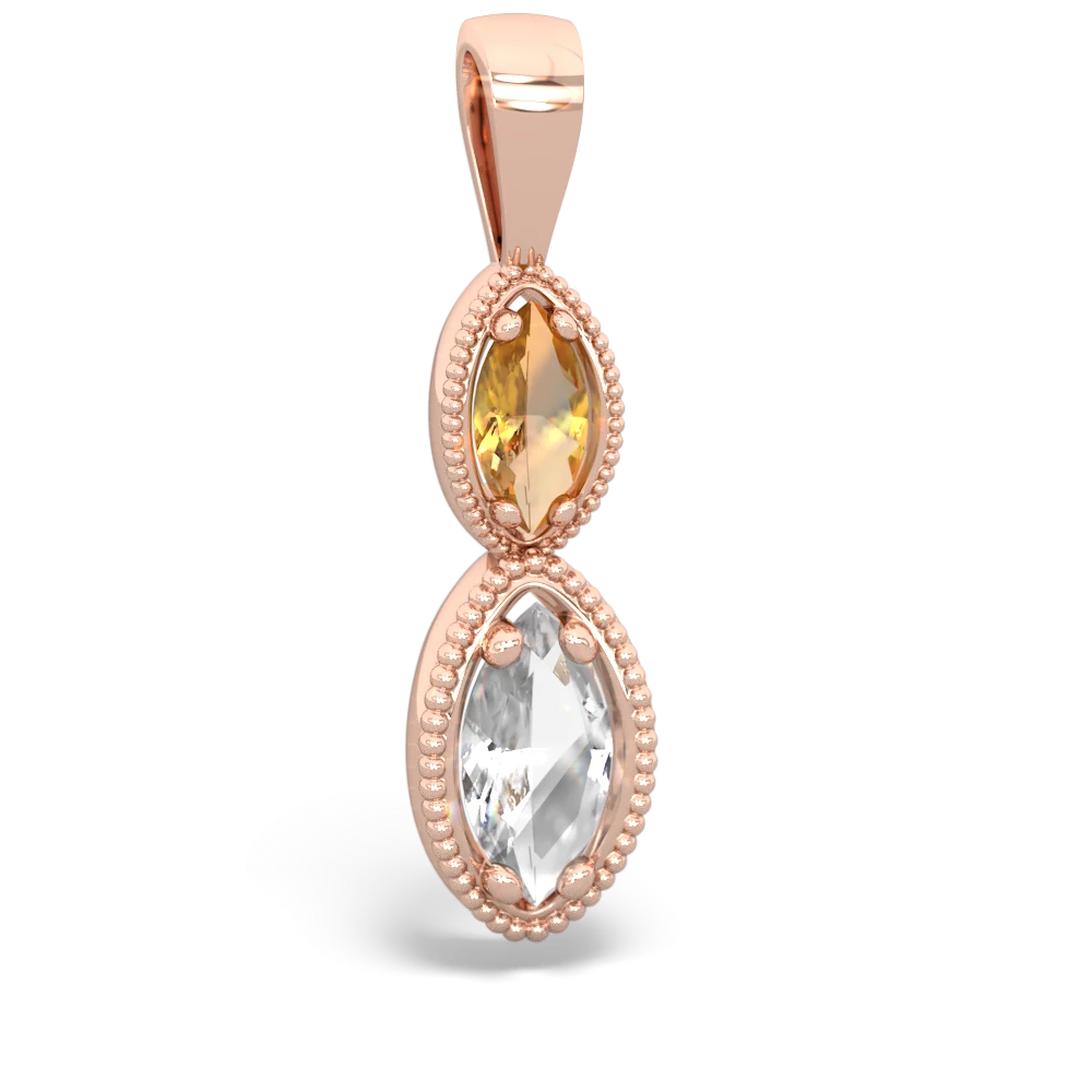 Citrine Antique-Style Halo 14K Rose Gold pendant P5700