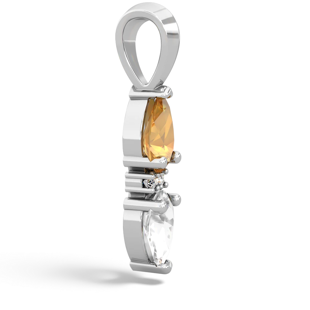 Citrine Bowtie Drop 14K White Gold pendant P0865