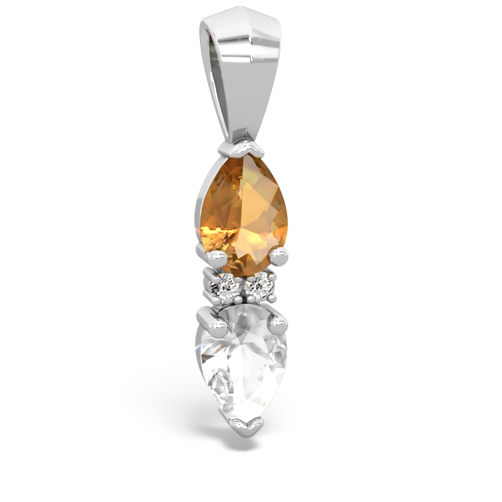 Citrine Bowtie Drop 14K White Gold pendant P0865