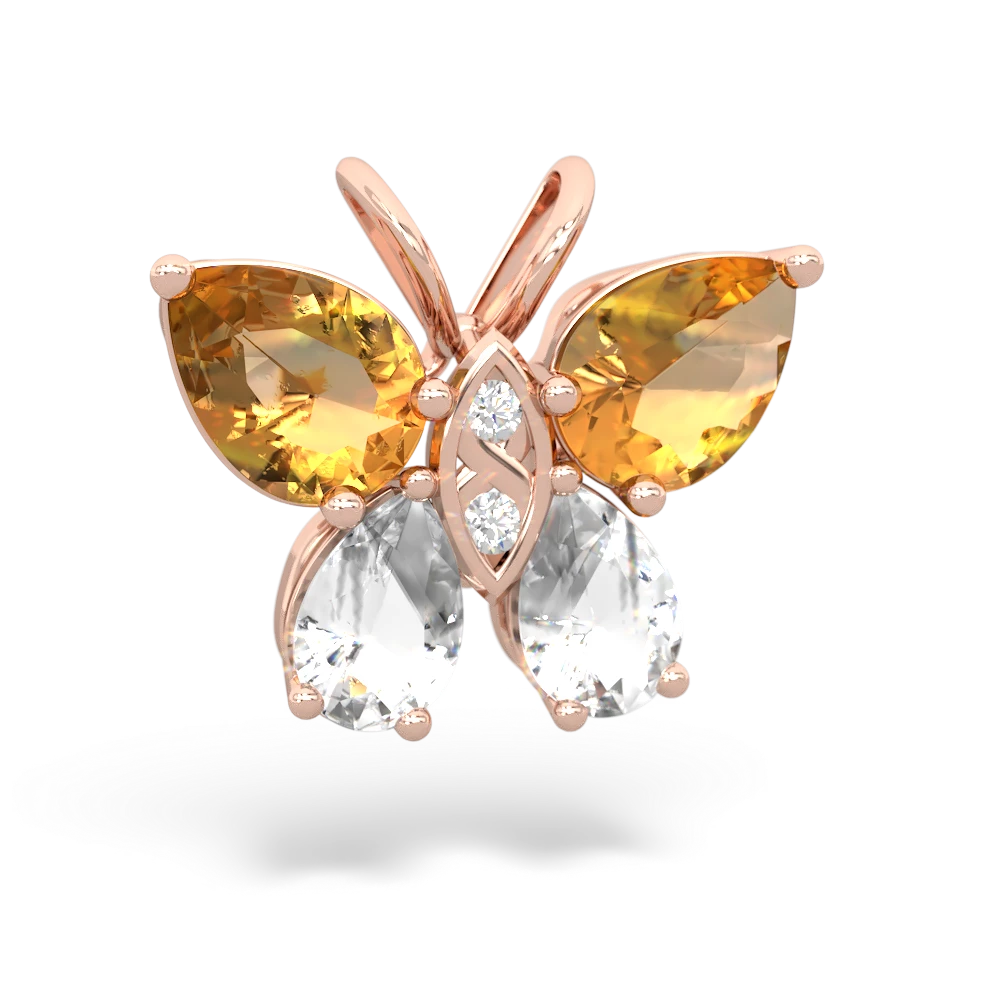 Citrine Butterfly 14K Rose Gold pendant P2215