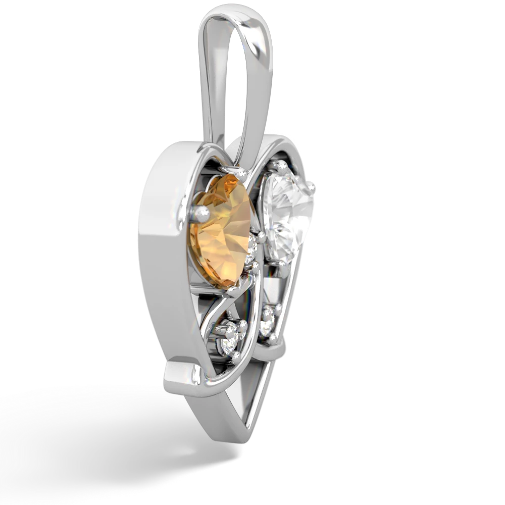 Citrine Celtic Trinity Heart 14K White Gold pendant P5331