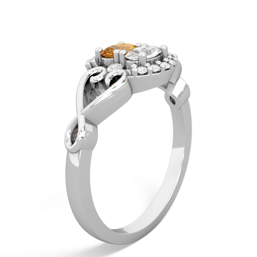 Citrine Love Nest 14K White Gold ring R5860