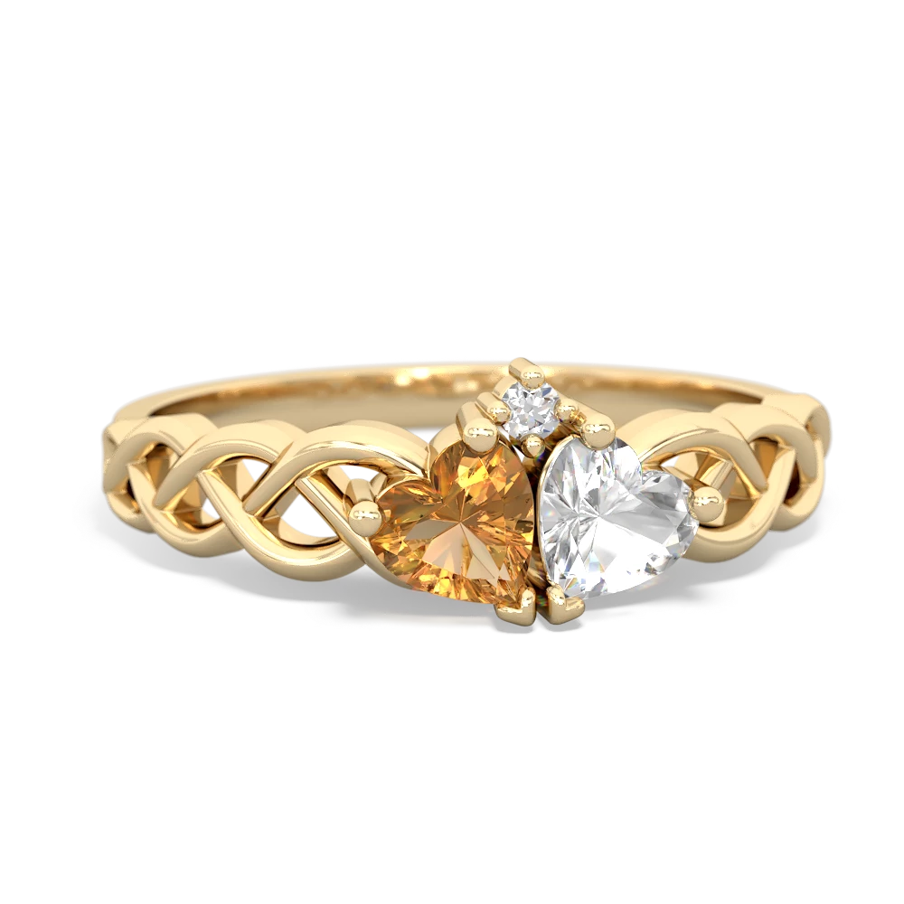 Citrine Heart To Heart Braid 14K Yellow Gold ring R5870