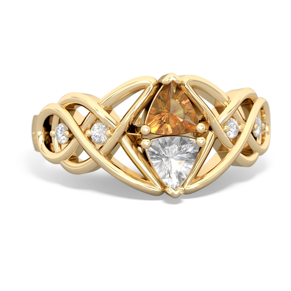 Citrine Keepsake Celtic Knot 14K Yellow Gold ring R5300