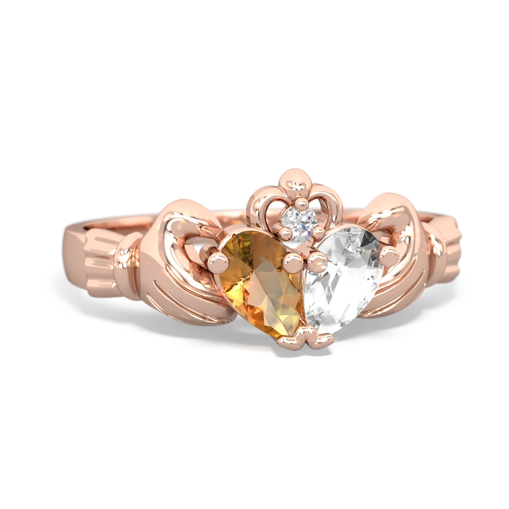 Citrine 'Our Heart' Claddagh 14K Rose Gold ring R2388