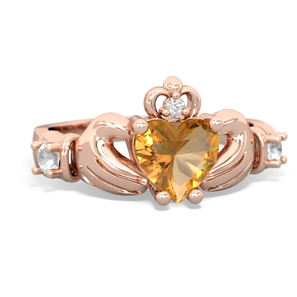 Citrine Claddagh Keepsake 14K Rose Gold ring R5245