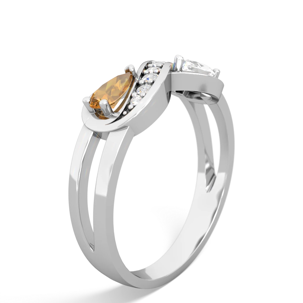 Citrine Diamond Infinity 14K White Gold ring R5390